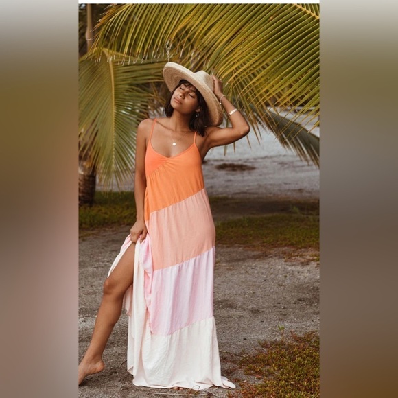 NWT L Space Block Color Blue Maxi Dress Small - Picture 1 of 7